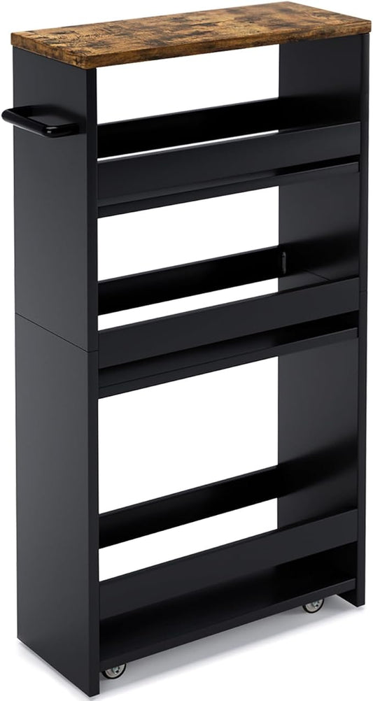 MARTY Rolling Storage Cart 4-Tier Black Kitchen Cart by MARTY