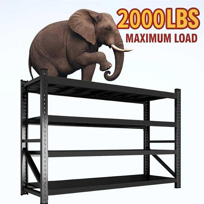 59" W Garage Shelving Heavy Duty, 4 Tier Metal Garage Shelves Adjustable - Image 3