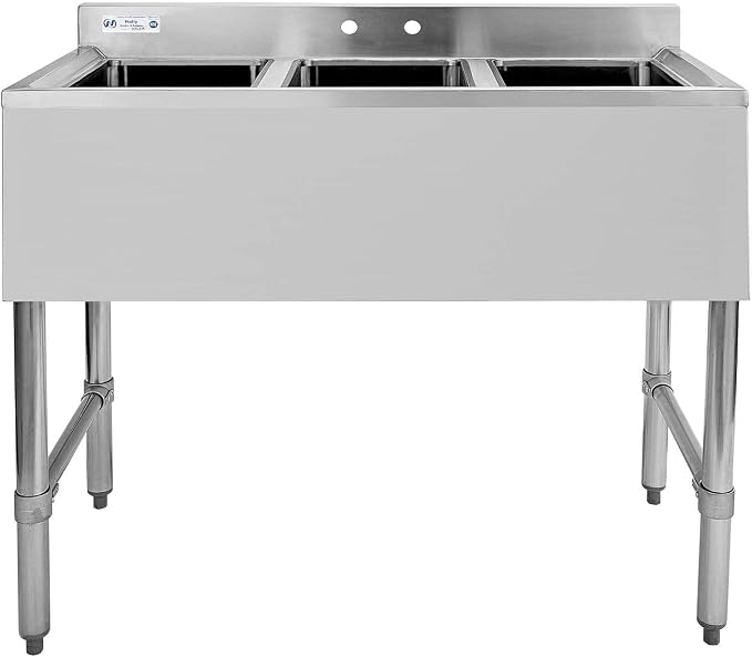 HALLY 3 Compartment Sink of Stainless Steel NSF Commercial Utility Basin by HallySinksTablesH
