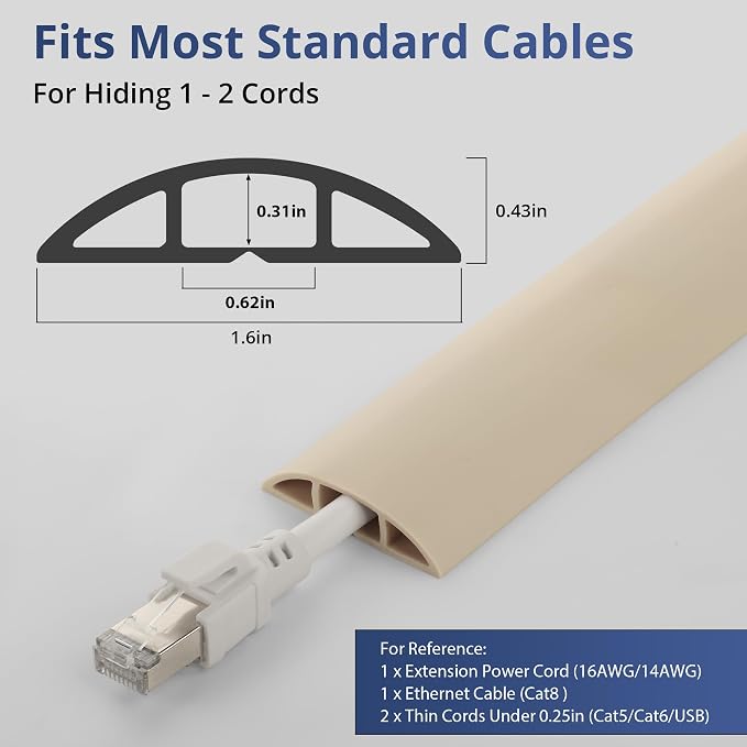 ZhiYo 5.6ft Cord Covers for Wires on Floor, Cord Hider Floor Hide Extension - Image 2