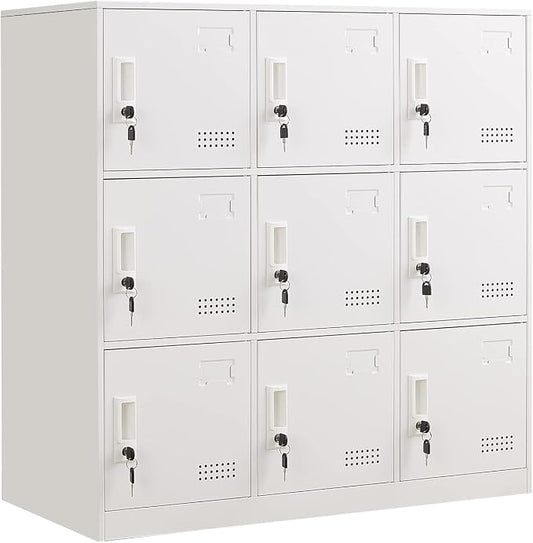 Metal Locker 9 Door Storage Cabinet, Steel Office Storage Lockers by iCHENGGD