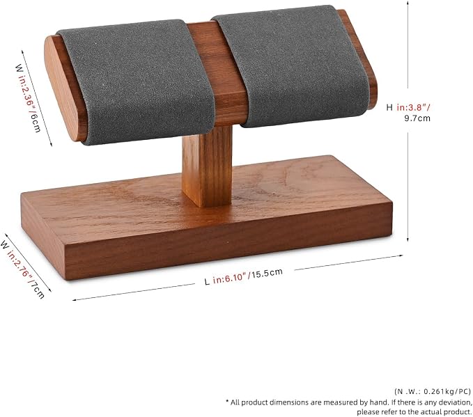 Oirlv Solid Wood Double Watch Display Stand Watch Bracelet Organizer（Grey） - Image 9