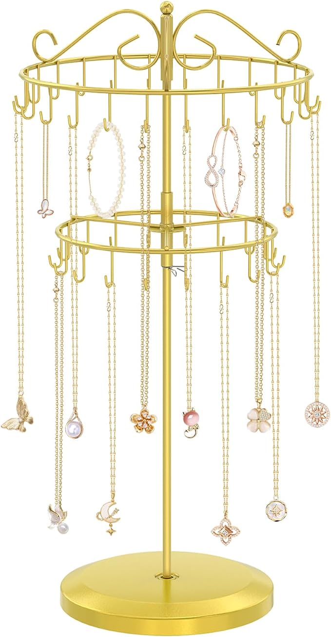iDavosic.ly 2 Tier Rotating Necklace Holder Organizer by iDavosicly