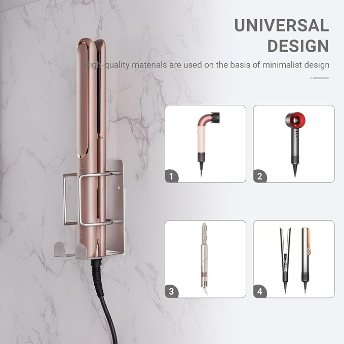 Curling Iron Holder, Stainless Steel Flat Iron Holder Wall Mount, Hair - Image 2