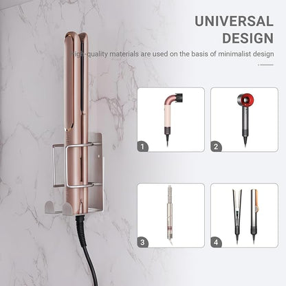 Curling Iron Holder, Stainless Steel Flat Iron Holder Wall Mount, Hair - Image 2