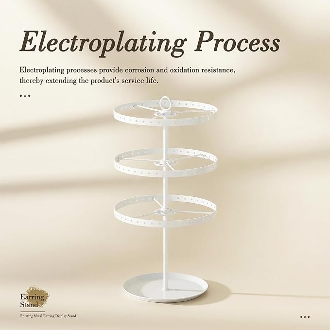 3 Tiers Metal Rotating Earring Holder Organizer Stand Adjustable Display Tree - Image 3