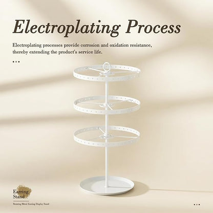 3 Tiers Metal Rotating Earring Holder Organizer Stand Adjustable Display Tree - Image 3