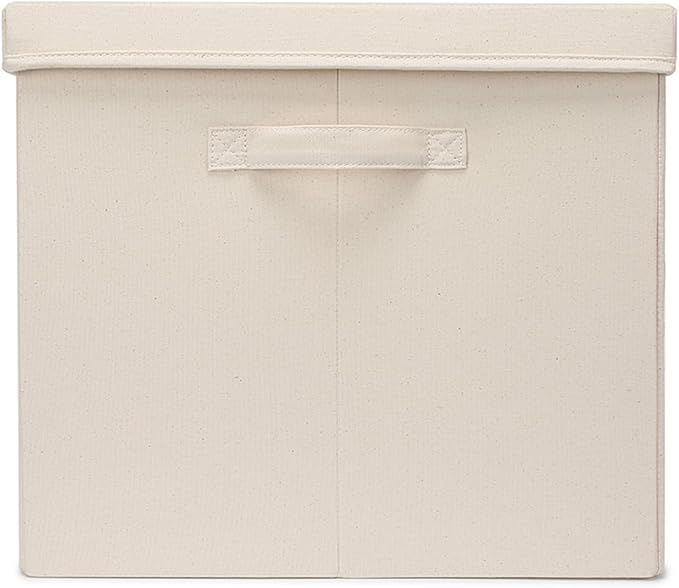 Foldable Storage Bins with Lids Cotton Canvas Rectangular Storage Box Ideal - Image 4