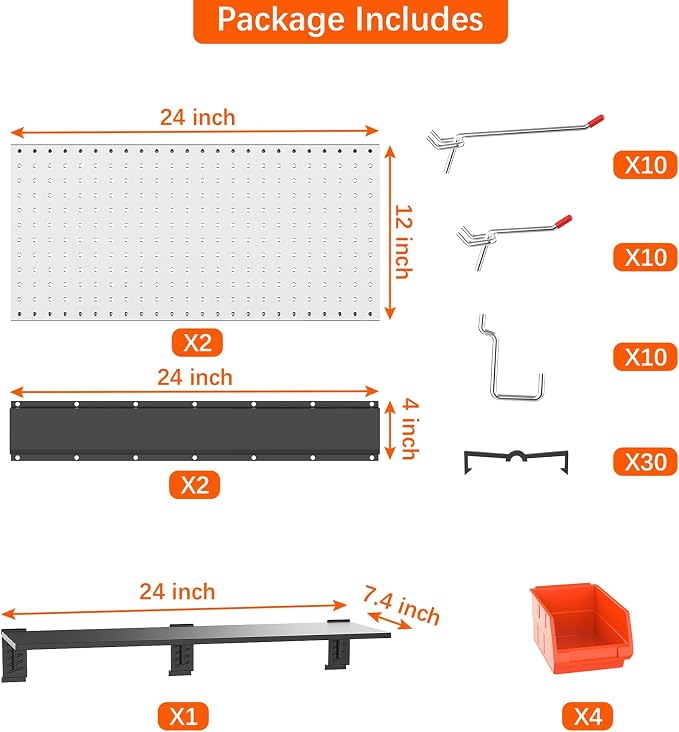 TORACK 69PCS Metal Pegboard - Image 6