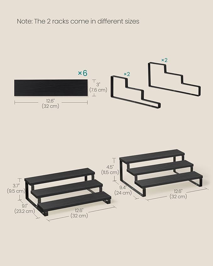 SONGMICS Display Risers, 3-Tier Cupcake Stand Holder, Spice Rack, Shelf Risers - Image 6