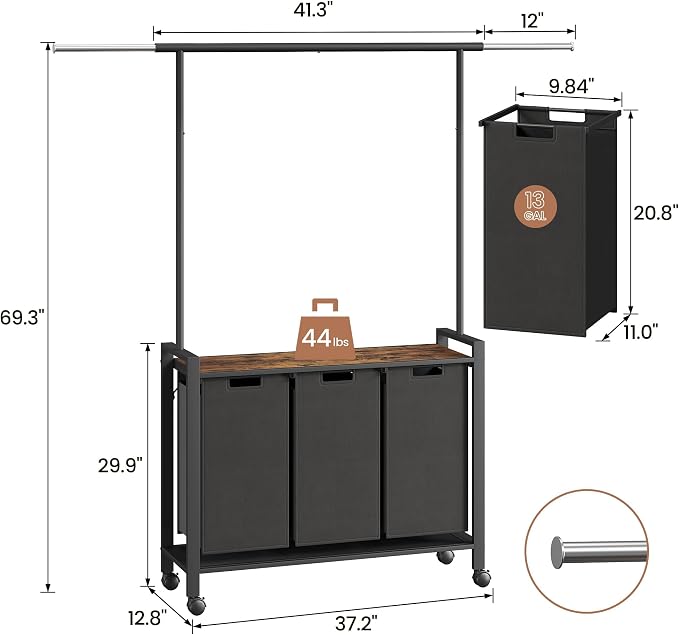 IDEALHOUSE Laundry Sorter, Rolling Laundry Hamper - Image 2