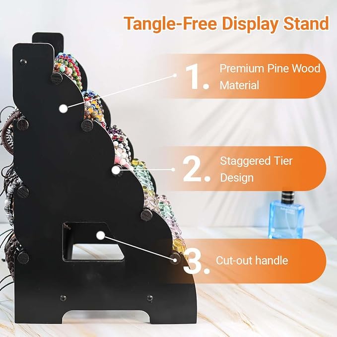 Wooden Bracelet Holder 8 Tier Jewelry Bracelet Display Stand, Portable Organizer - Image 6