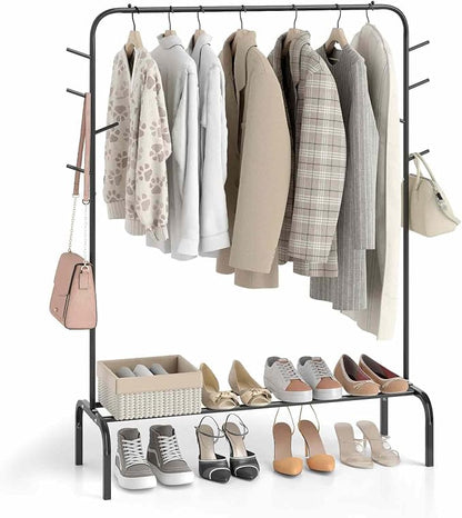 Giantex Clothes Rack for Hanging, 8 Hooks & Storage Shelf, Heavy-duty Metal - Image 9