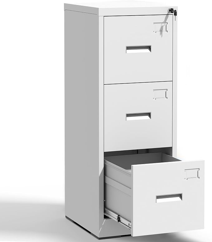 3 Drawer File Cabinets with Lock, Heavy Duty Metal Storage Cabinets Office by FLIXELIO