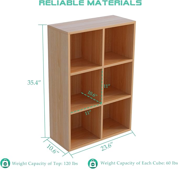 6-Cube Storage Shelf Bookcase - Image 2