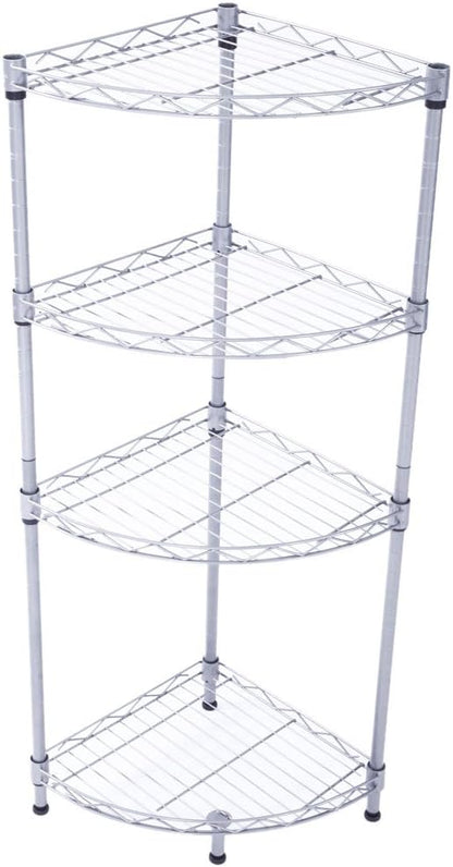4-Tier Carbon Steel Corner Storage Rack, Adjustable Metal Shelf Organizer by EPOFIT