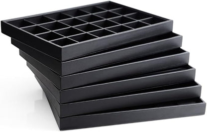 Black PU Leather Jewelry Display Tray 24 Grids Pendant Earrings Necklace - Image 6