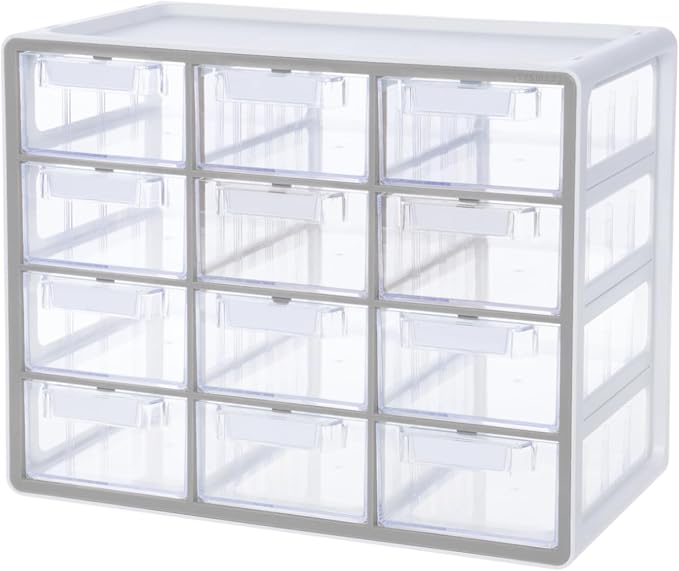 Blue Ginkgo Large 12-Drawer Cabinet – Stackable Clear Organizer by BLUEGINKGO