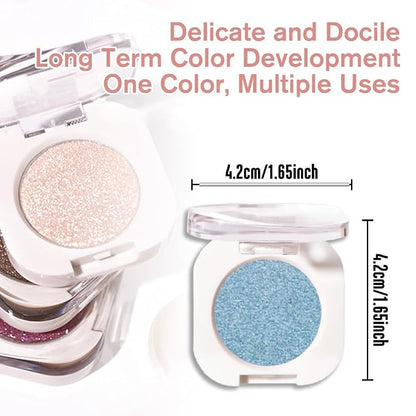 Sky Blue Single Metallic Shimmer Eyeshadow Makeup, Neutral Powde Eye Shadow - Image 5