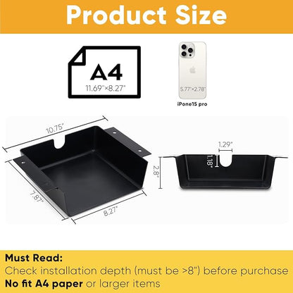 4 Pack Under Desk Hanging Shelf Drawer Organizer, Attachable Plastic Hidden - Image 6