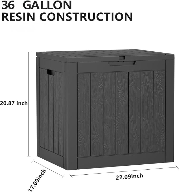 36 Gallon Outdoor Deck Box, Storage Lockable Waterproof Patio Furniture - Image 2