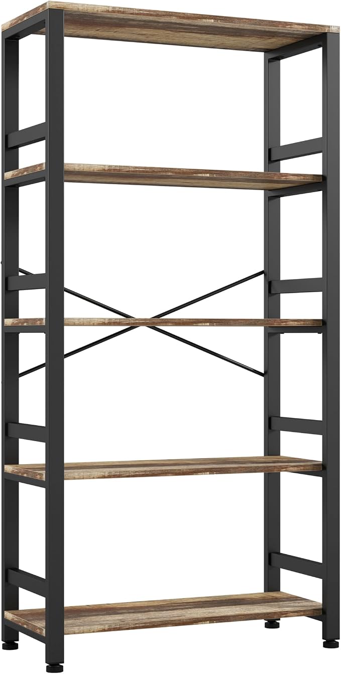 IRONCK Bookshelves and Bookcases, 31.5in Wide Shelf 5-Tier Ladder Shelf - Image 8