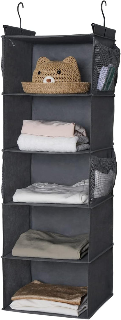MAX Houser 5 Shelf Hanging Closet Organizer, Space Saver, Cloth Hanging Shelves - Image 7