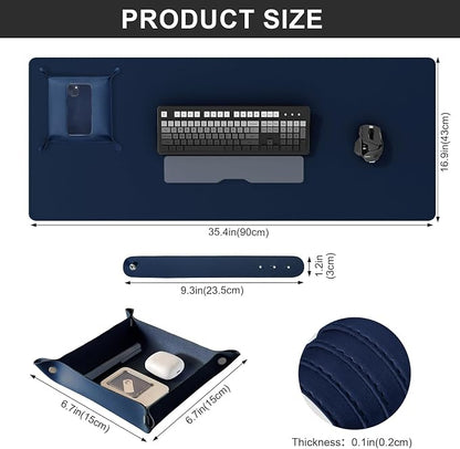 DAWNTREES Dual Sided Desk Mat, Leather Desk Pad, Cork Desk Mat Protector - Image 3