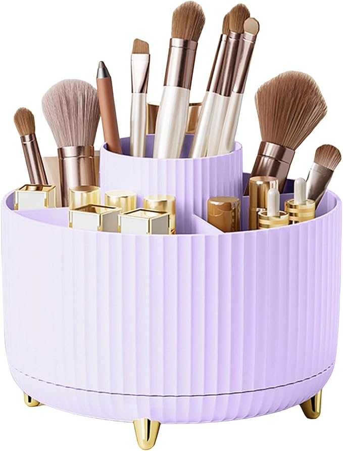 360 Degree Rotating Makeup Brush Holder Organizer Detachable Design 5 Slot Make - Image 8