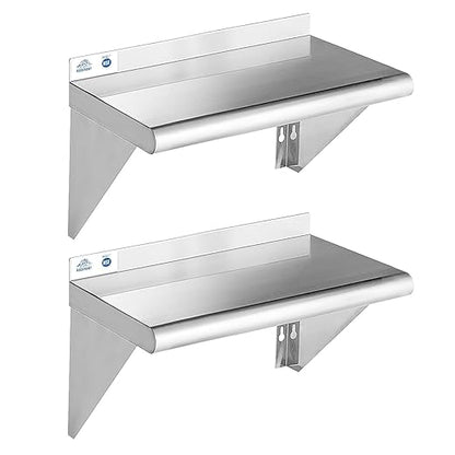 ROCKPOINT Stainless Steel Shelf 10 x 24 Inches 210lb, 2 Pack NSF Metal by ROCKPOINT