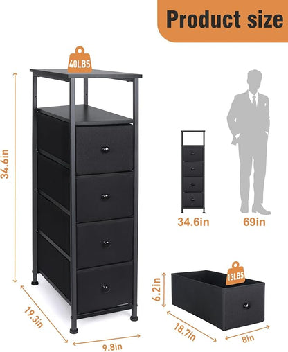 Narrow Dresser for Bedroom, Fabric Tall Dresser & Chests of Drawers - Image 3