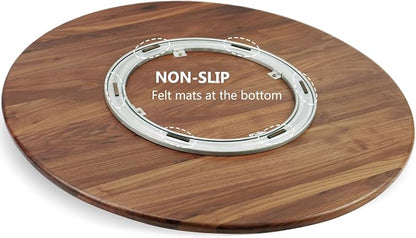 24 Inches Black Walnut Wood Lazy Susan Organizer, Solid Wooden Round Turntable - Image 4