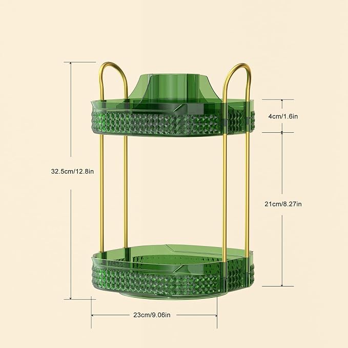 360° Rotating Makeup Organizer 2 Tier, Large Skincare Clear Make Up Storage - Image 5
