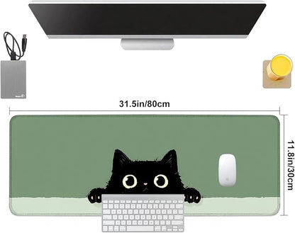 Cute Black Cat Large Mouse Pad – Extended Desk Mat 31.5 x 11.8 in– Kawaii Kitty - Image 8