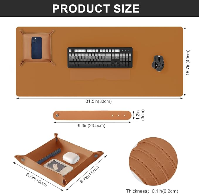DAWNTREES Dual Sided Desk Mat, Leather Desk Pad, - Image 3