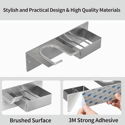 Hair Dryer Holder Wall Mounted, Stainless Steel Blow Dryer Holder - Image 3