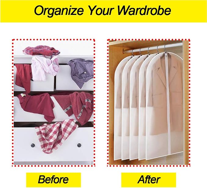 Garment Bags for Hanging Clothes 24'' x 48'' Suit Covers for Closet Garment Bag - Image 5