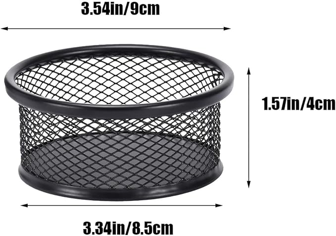 Black Metal Paper Clip Holder Mesh Paperclip Bowl Binder Clip Dispenser Desk - Image 2