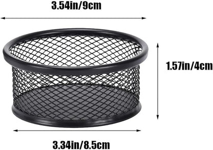 Black Metal Paper Clip Holder Mesh Paperclip Bowl Binder Clip Dispenser Desk - Image 2
