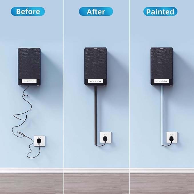 Yecaye 128in Wall Cord Hider for 1 Mini Wire, On-Wall Cord Cover Channel - Image 4