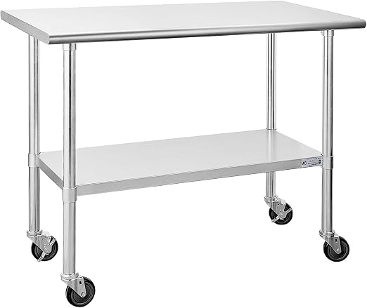 Hally Stainless Steel Table for Prep & Work 24 x 48 Inches by HallySinksTablesH