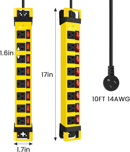 Heavy Duty Power Strip with Individual Switches, 8 Outlets 14 Gauge Industrial - Image 8