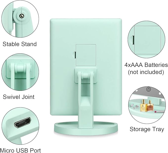 deweisn Tri-Fold Lighted Vanity Tabletop Mount Mirror - Image 3