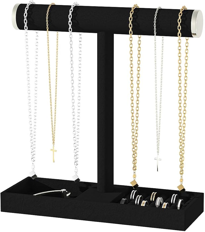 Bracelet and Necklace Holder, Velvet Jewelry Necklace Display Organizer Stand by Ausalivan