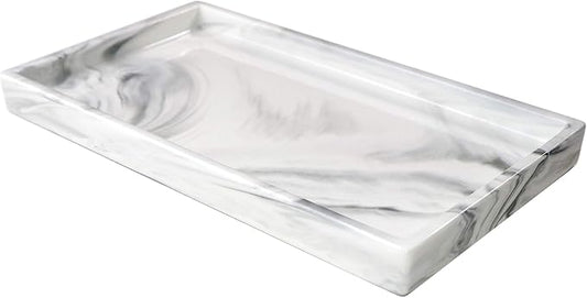 White Marble Bathroom Counter Tray by Goporcelain