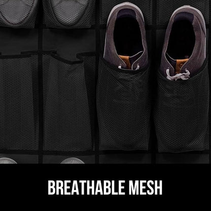GORILLA GRIP Over the Door Shoe Organizer, 2 Pack, 24 Breathable Mesh Pockets - Image 5