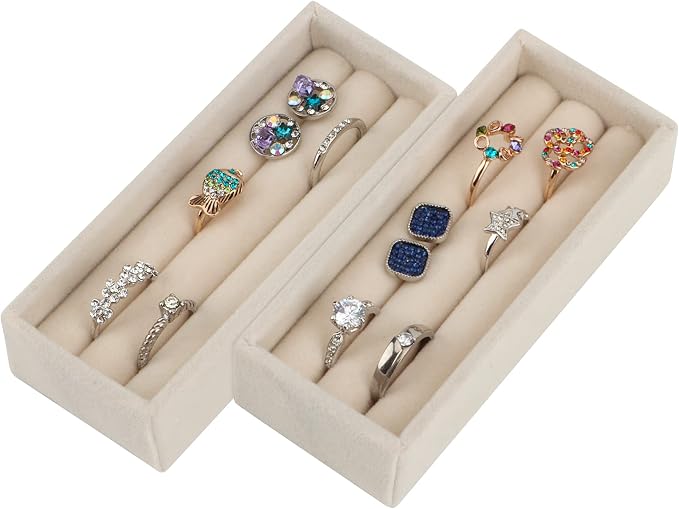 DesignSter Small Jewelry Tray, Velvet Jewelry Display Tray, Stackable Jewelry - Image 3