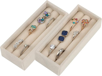DesignSter Small Jewelry Tray, Velvet Jewelry Display Tray, Stackable Jewelry - Image 3