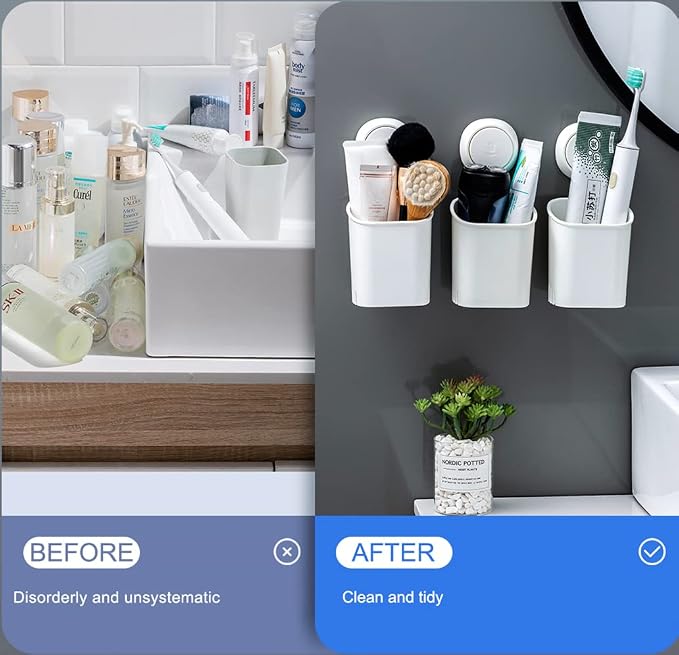 LEVERLOC Powerful Suction Cup Toothbrush Holder, Drill-Free Wall Shower Holder - Image 5
