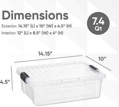 Superio Storage Bins with Lids- 6 Pack, 7.4 Qt Clear Boxes - Image 2